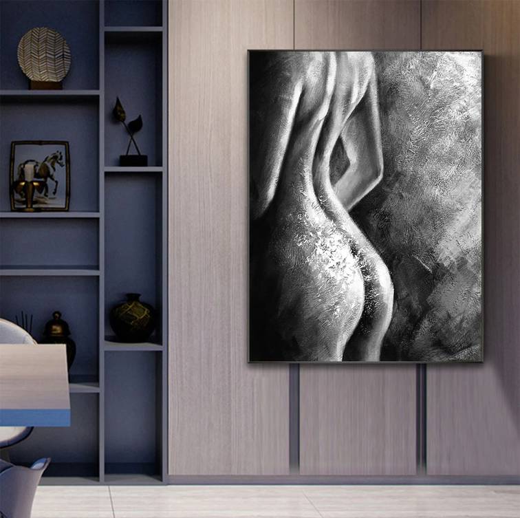 White Dining Contemporary Black Abstract Canvas Wall Art 858GS wall art
